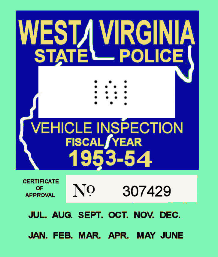 (image for) 1953-54 West Virginia inspection sticker